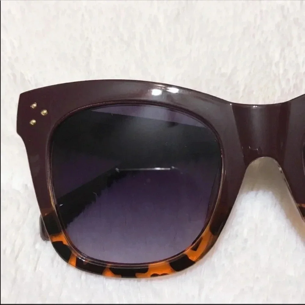 New Dark Brown & Leopard Retro Large Sunglasses